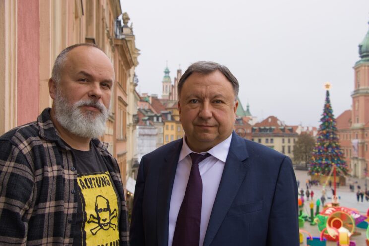 Od prawej: Mykoła Kniażycki, poseł Rady Najwyższej Ukrainy i Paweł Bobołowicz, redaktor Radia Wnet | fot.: Piotr Mateusz Bobołowicz